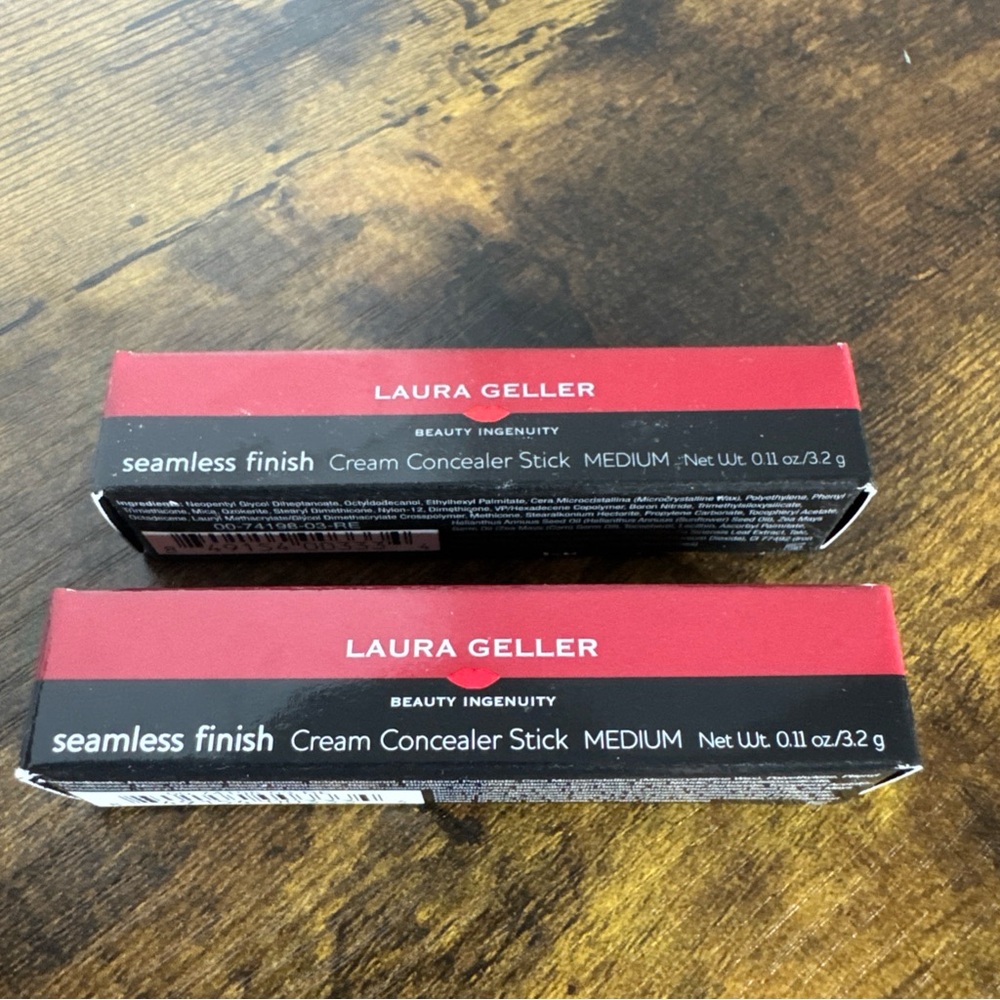 Laura Geller Seamless Finish Cream Concealer Stick 0.11oz MEDIUM (LOT OF 2)